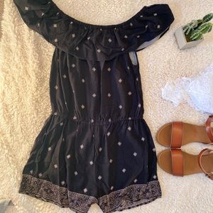 Cape Juby Off-the-Shoulder Ruffle Romper